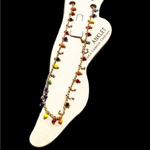 Chrystal Avenue Anklet Goldtone Multicolored Beads